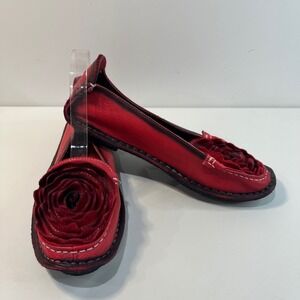 L'Artiste Spring Step DEZI Womens Red Leather Rose Flats Loafer Shoes Size 39(8)